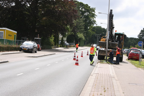 NK Wielrennen 2008 Opbouwfase Weghalen Lantaarnpaal